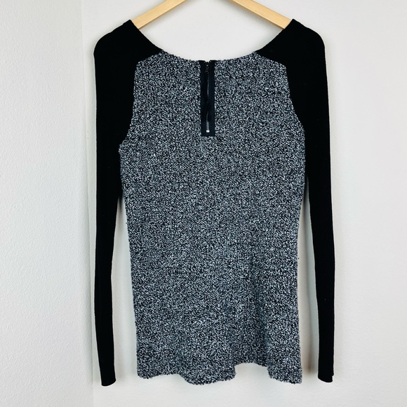 LOFT Raglan Black Knit Long Sleeve Sweater Top SMALL Zipper Casual Pullover - Picture 2 of 7